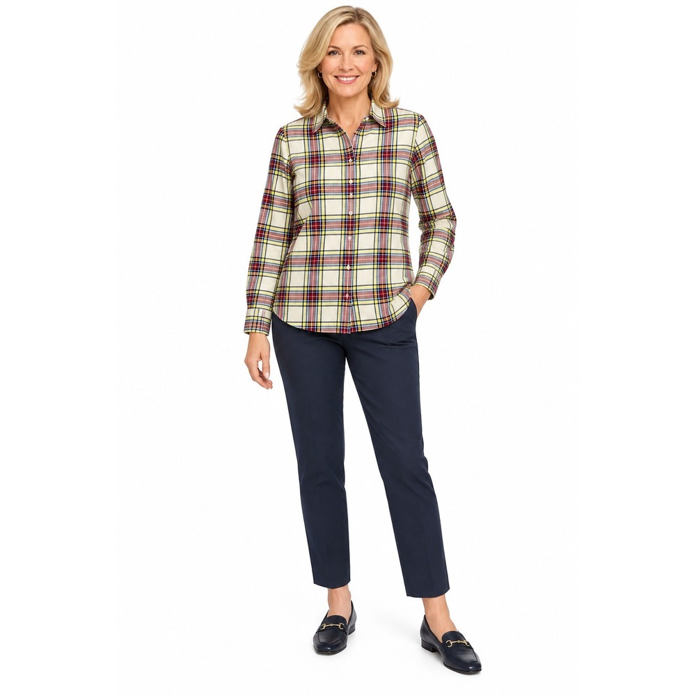 Talbots Plaid Button up Long Sleeve Shirt Size M NWT